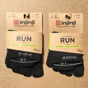 Injinji Run Lightweight No-Show Toe Socks 2-Pack Black L